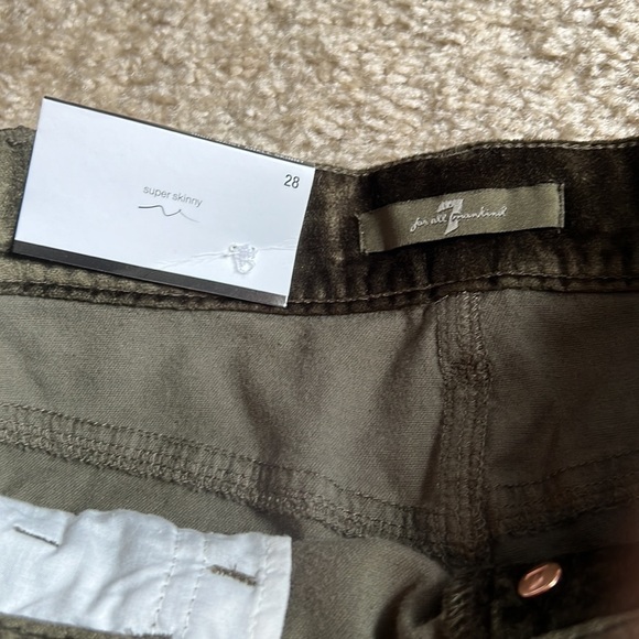 7 For All Mankind high waist ankle skinny jeans green velvet size 28 pants - Picture 4 of 6